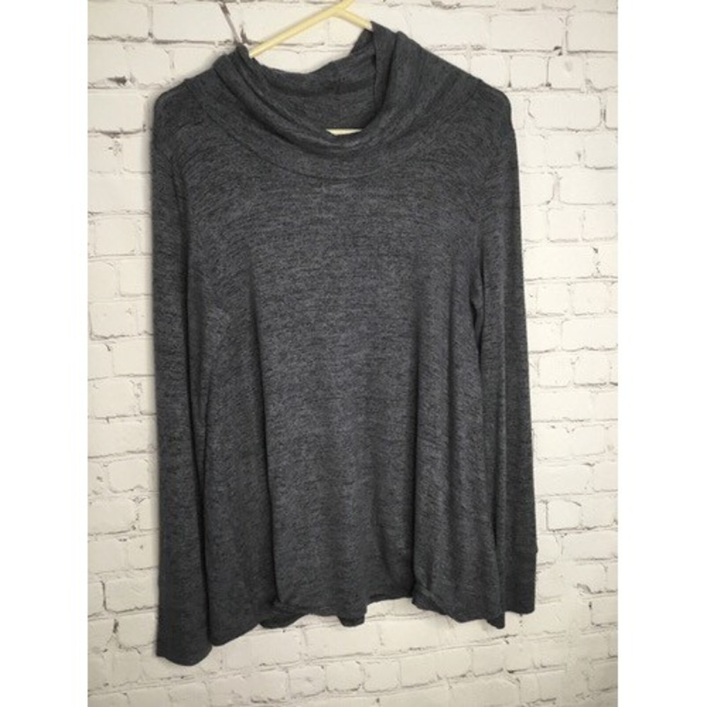 Anthropologie Lazy Sundays Gray Long Sleeve CowlNeck Tunic Top Women L USA